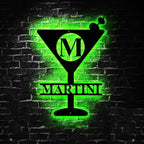 Personalized Martini Initial Name Sign LED Lights, Bar Sign, Bar Sign Decor, Martini Drinker Gift, Gift for Bartender, Shop Owner Gift Idea