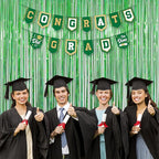 Foil Fringe Curtains April fool's Day Decorations - Melsan 3 Pack 3.2 x 8.2 ft Green Tinsel Curtain Party Photo Backdrop for Birthday Party Baby Shower or Graduation Decorations