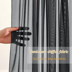 10x10ft Black Chiffon Backdrop Curtain with Lights for Wedding Birthday Parties, Wrinkle Free Backdrop Curtains with Lights for Halloween Baby Shower Gender Reveal Photo Shoot (5 x 10ft,2 Panels)