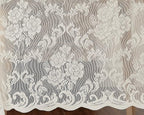 LinenZone Extra Large Ivory Round Tablecloth for Rustic Vintage Decor. Sheer Lace Table Cloth Works Great As Wedding Tablecloth or Thanksgiving Table Cover. (Mia 120 Round, Ivory)