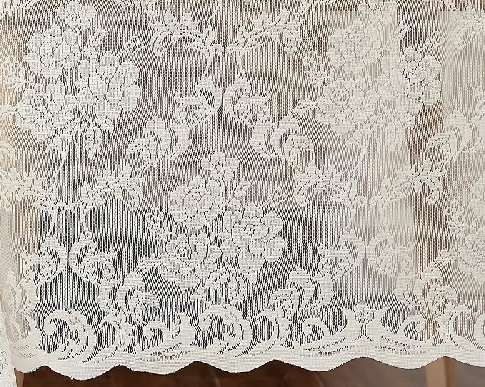 LinenZone Ivory Round Tablecloth for Rustic Vintage Decor. Sheer Lace Table Cloth Works Great As Wedding Tablecloth or Thanksgiving Table Cover. (Mia 60 Round, Ivory)