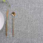 maxmill Flaxy Faux Linen Table Cloth with 2-Tone Slubby Texture Wrinkle Resistant Anti-Shrink Soft Tablecloth for Kitchen Dining Tabletop for Banquet Parties Rectangle 60 x 140 Inch Light Grey