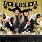 Foil Fringe Curtains Happy Retirement Decorations - Melsan 3 Pack 3.2 x 8.2 ft Gold Tinsel Curtain Party Photo Backdrop for Birthday Party Baby Shower or Graduation