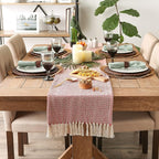DII Woven Basic Tabletop Collection Chevron Table Runner, 15x72, Tango Red