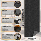 Ottomanson Commercial Scrape Rib Entry Mat – Heavy Duty Ribbed Floor Mat for High Traffic – Non Slip Rubber Back, Waterproof – Indoor Outdoor Use for Offices, Schools, Lobbies, 2'7" x 39', Black