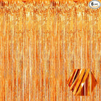 6 Pack Orange Foil Fringe Curtain Backdrop, 3.28Ft x 8.2Ft Metallic Tinsel Foil Fringe Streamer Curtains for Photo Booth, Birthday, Wedding, New Year Party Decorations