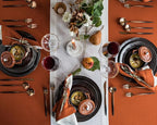 Solino Home Linen Cinnamon Tablecloth 60 x 120 Inch - Classic Hemstitch, 100% Pure Linen Rectangular Tablecloth - Machine Washable Table Cloth for Fall, Autumn, Halloween, Thanksgiving
