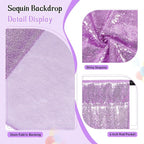 SquarePie Sequin Backdrop Curtain Not See Through Thick Glitter Background for Party 10FT x 10FT Lavender
