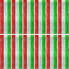 12 Pack Christmas Party Backdrop, 3.28 FT x 7.05 FT Red Silver Green Foil Streamer, Metallic Fringe Curtains Tinsel Streamer, Hanging Christmas Decorations Picture Props Door Decor