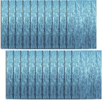 20 Pack Foil Curtain Backdrop Blue Metallic Tinsel Foil Fringe Curtains Photo Booth Props for Birthday Wedding Engagement Baby Shower Bachelorette Christmas Holiday Celebration Party Decorations