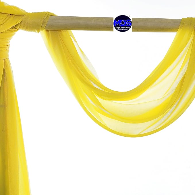 MDS Halloween Chiffon Draping Fabric - 2 Panel, 30" Wide x 50ft Long - Sheer Spooky Arbor & Canopy Drapery for Haunted House Backdrops, Party Ceilings, DIY Costumes & Themed Events - Yellow