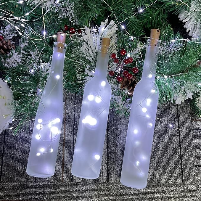 Wine Bottle Lights with Cork, 20 LEDs 6.6 Feet Silver Wire Cork Bottle Lights,Fairy Mini String Lights,for DIY Christmas,Party,Decor,Wedding Listing (30 Pack, Cool White)