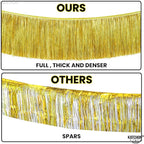 KatchOn, Pack of 2 Gold Fringe Garland - Gold Tinsel Banner for Birthday Party Decorations, Bridal Shower | Golden Foil Curtains for Golden Party Decor, Wedding, New Years Decorations