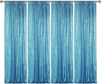 Sugargirl Turquoise Sequin Backdrop Curtain 4 Panels 2FTx8FT Glitter Turquoise Background Drapes Sparkle Photography Backdrop for Party Wedding Birthday Wall Decoration