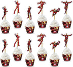 "Irn Man Cupcake Wrapper – Theme Birthday Party Supplies – Cartoon Inspired Cupcake Decoration Wraps for Birthday, Baby Shower, School Events, and Themed Parties"