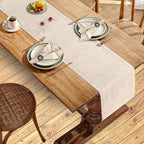 Ruvanti Linen Table Runner 72 Inches, Classic Hemstitch, Washable, Reusable, Non-Slipping, Stain Resistant- Perfect for Parties, Weddings, Dinners, Thanksgiving, Christmas, Indoor use – Natural