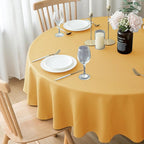 Biscaynebay Fall Tablecloth Textured Fabric Round Tablecloths 60" for Tables diameters from 28" to 48", Fall Gold Thanksgiving Autumn Harvest Water Resistant Table Cover for Kitchen, Dining, Party