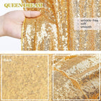 Gold Sequin Backdrop Curtains 2 Panels 2FTx8FT Glitter Gold Photo Backdrop for Wedding Party Stage Decorations