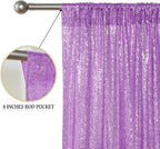 Sugargirl Lavender Purple Sequin Backdrop Curtain 4 Panels 2FTx8FT Glitter Lavender Background Drapes Sparkle Photography Backdrop for Party Wedding Birthday Wall Decoration
