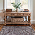 Bloom Rugs Washable Non-Slip 3' x 5' Rug - Slate Gray Traditional Oriental Area Rug for Living Room, Bedroom, Dining Room, and Kitchen - Exact Size: 3' x 5'