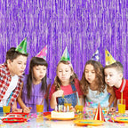 Purple Foil Curtain Backdrop, 2Pack Metallic Tinsel Foil Fringe Curtains Photo Booth Props for Birthday Wedding Engagement Bachelorette Baby Shower Christmas Holiday Celebration Party Decorations