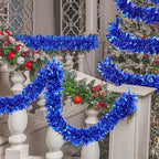 72 Feet Christmas Tinsel Garland Shiny Metallic Tinsel Twist Garland Streamers Ornaments Long Glitter Christmas Tree Hanging Decorations for Party Holiday Wedding Birthday Tree Wall Rail (Blue)
