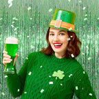 6 Pack Light Green Foil Fringe Curtain Backdrop, 3.28Ft x 8.2Ft Metallic Tinsel Foil Fringe Streamer Curtains for Photo Booth, Valentine's Day, Christmas Day, New Year, Wedding Party Decorations