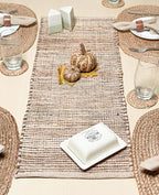 Chardin home Natural Jute Table Runner 13x36 Inch – Vintage Boho Rustic Table Decor – Handwoven Table Runner in Natural Jute and Brown – Farmhouse Dining or Console Table Accent