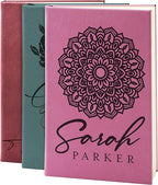 Personal Leather Journal Notebooks | 12 Design, 9 Color - Pink | Journal for Women, Men - Custom Notebook to Write in - Diary for Girls, Women - Personalized Gift Idea for Girl, Boy, Mom and Dad