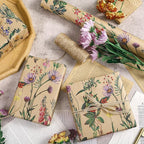 RUSPEPA Wildflower Floral Wrapping Paper Roll for Women, 17 Inches x 16. 4 Feet, Mini Roll, Herbal Kraft Wrapping Paper for Christian Gifts, Birthdays, Weddings, Bridal Shower and Engagement