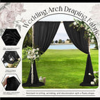 VACVELT Wedding Arch Draping Fabric - Black Chiffon, 1 Panel Sheer Drapes, 30 Inch x 20ft Chiffon Backdrop Curtain, Outdoor Sheer Drapery for Ceremony Party Ceiling