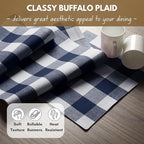 Native Fab Table Runner Buffalo Check Plaid 100% Cotton - 13x90 Inches Kitchen Dining Table Decoration for Indoor Farmhouse Home Decor - Navy Blue and White