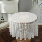 Gorgeous Round Lace Tablecloth,Vintage Floral Embroidered Table Cloths, Chic Round Table Cover for Wedding Banquet HolidayDinner Tables 60INCH (White)