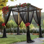 10ft x 10ft Black Backdrop Curtains, Wrinkle-Free Sheer Chiffon Fabric Photo Background Drapes for Wedding Arch Party Ceremony Stage Photography Decorations