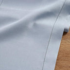 Solino Home Linen Dusty Blue Table Runner 108 Inches Long - 100% Pure Linen Hemstitch 14 x 108 Inch Table Runner for Dining, Fall, Autumn, Thanksgiving - Classic Hemstitch