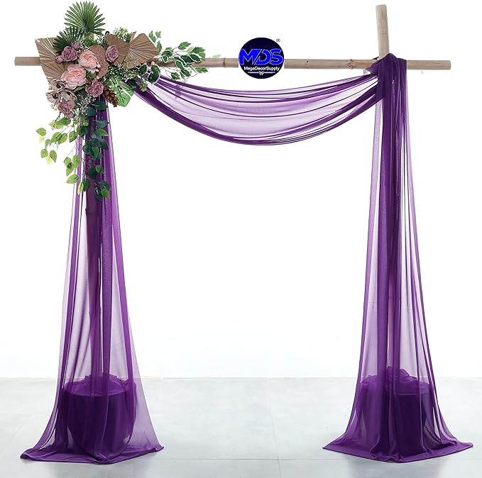MDS Halloween Chiffon Draping Fabric - 1 Panel, 30" Wide x 40ft Long - Sheer Spooky Arbor & Canopy Drapery for Haunted House Backdrops, Party Ceilings, DIY Costumes & Themed Events - Cadbury Purple