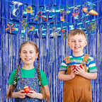 Dark Blue Tinsel Backdrop Streamers - GREATRIL Party Streamers Backdrop Foil Fringe Curtains for Birthdays/Bachelorette/Bridal Shower/Engagement Decorations - 1m x 2.5m - Pack of 2
