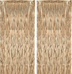 2 Pack Champagne Foil Fringe Backdrop Curtains, Tinsel Streamers Birthday Party Decorations, Fringe Backdrop for Graduation, Baby Shower, Gender Reveal, Disco Party
