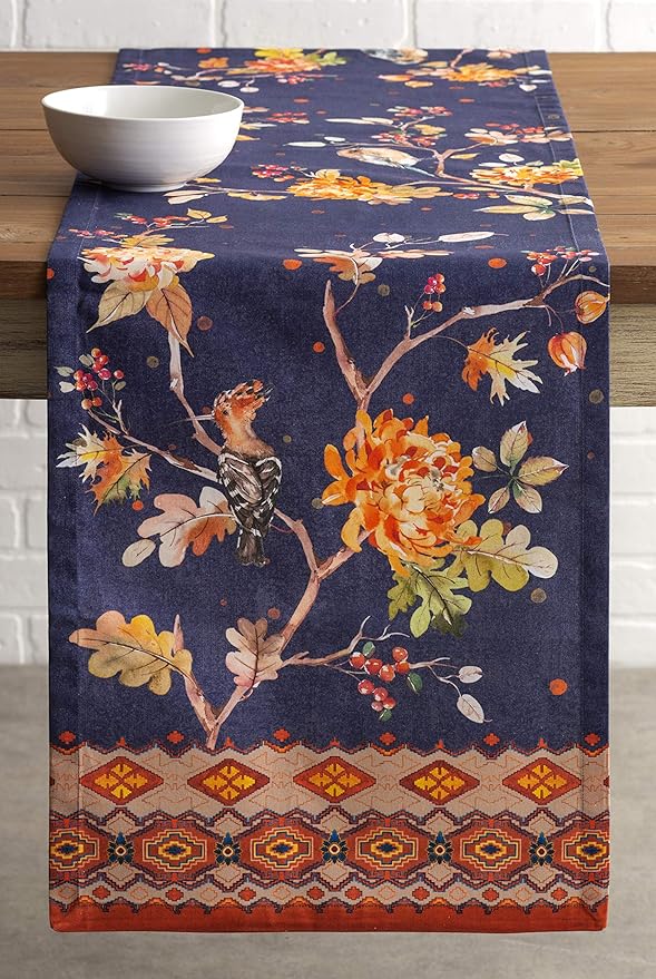 Maison d' Hermine Table Runner 100% Cotton Single Layer Table Runners 60 inches Long for Thanksgiving Christmas Decorations Home Kitchen Dining Party Wedding (Kelim - Infinity, 14.5" x 60")