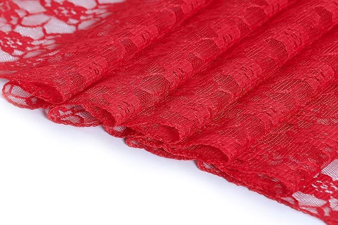 MDS Pack of 25 Wedding 12 x 108 inches Lace Table Runner for Wedding, Decorations for Birthday Parties, Banquets, Graduations, Engagements, and Runners fit Rectangle, Round Table- Red