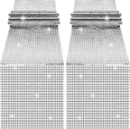 durony 2 Pack Disco Party Table Runner 11 x 108 Inch Mirror Silver Glitter Foil with Sparkle Sequin Table Runner for 70s Bachelorette Parties Disco Cowgirl Party Decorations