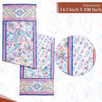 Maison d' Hermine Table Runner 100% Cotton Double Layer Table Runners 108 inches Long Decorative for Home Kitchen Dining Party Wedding Bridal Shower Spring Summer (Indian Floral, 14.50" x 108")