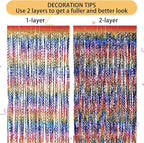 3 Pack Colorful Foil Fringe Curtain Backdrop - 6.6 x 3.3 ft Wavy Rainbow Tinsel Backdrop Curtain Metallic Streamers Iridescent Holiday Photo Booth Party Decorations
