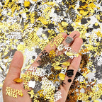 Sumind 3000 Pcs 21st Birthday Metallic Foil Confetti Table Scatter Decorations for Birthday Party DIY Arts and Crafting, Gold, Black and Silver