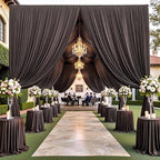 PartyVillage 20ft×15ft Brown Backdrop Curtain for Wedding Parties, 4 Panels Wrinkle Free 15 FT Long Polyester Photo Backdrop Drapes Back Drop Cloth for Birthday Photography Background