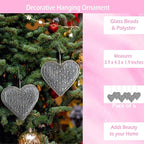Set of 6 Beaded Heart Ornaments - Rustic Hanging Love Decorations, Farmhouse Wall Decor, Romantic Gifts for Her, Him, or Couples - Handmade Valentine’s Day & Mother’s Day Decor (Grey) - CLEENTABLE