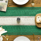 Artoid Mode Dark Green Farmhouse Rustic Table Runner, Seasonal Hollow Kitchen Dining Table Decoration for Home Party Decor 12x72 Inch