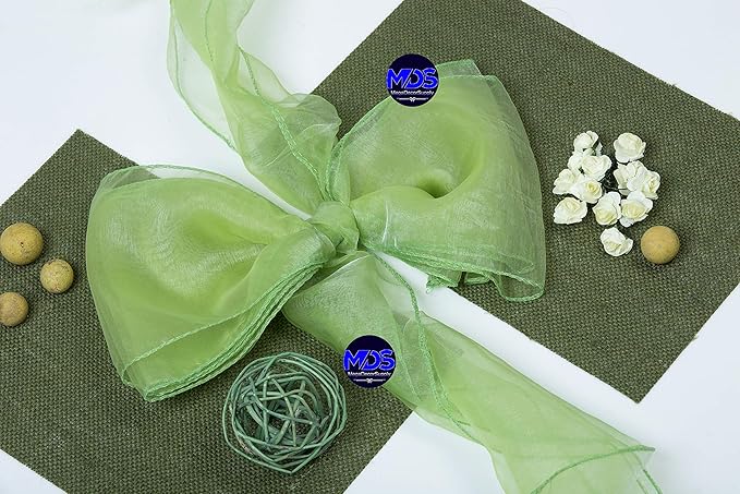 MDS Pack of 150 PCS Organza Chair Sashes Wider Dining Chair Bows Ribbon Tie Back for Wedding Party Birthday Bridal Shower Reception Event Banquet Home Chair Cover Decoration - Apple Green