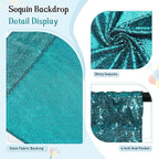 SquarePie Sequin Backdrop Curtain Not See Through Thick Glitter Background for Party 8FT x 10FT Teal
