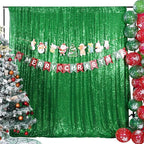 Poise3EHome Green Sequin Backdrop Curtain, 10Ft x 10Ft Green Glitter Backdrop Curtains, Sequence Xmas Thanksgiving Backdrop Drapes for Wedding Party Festival Decor